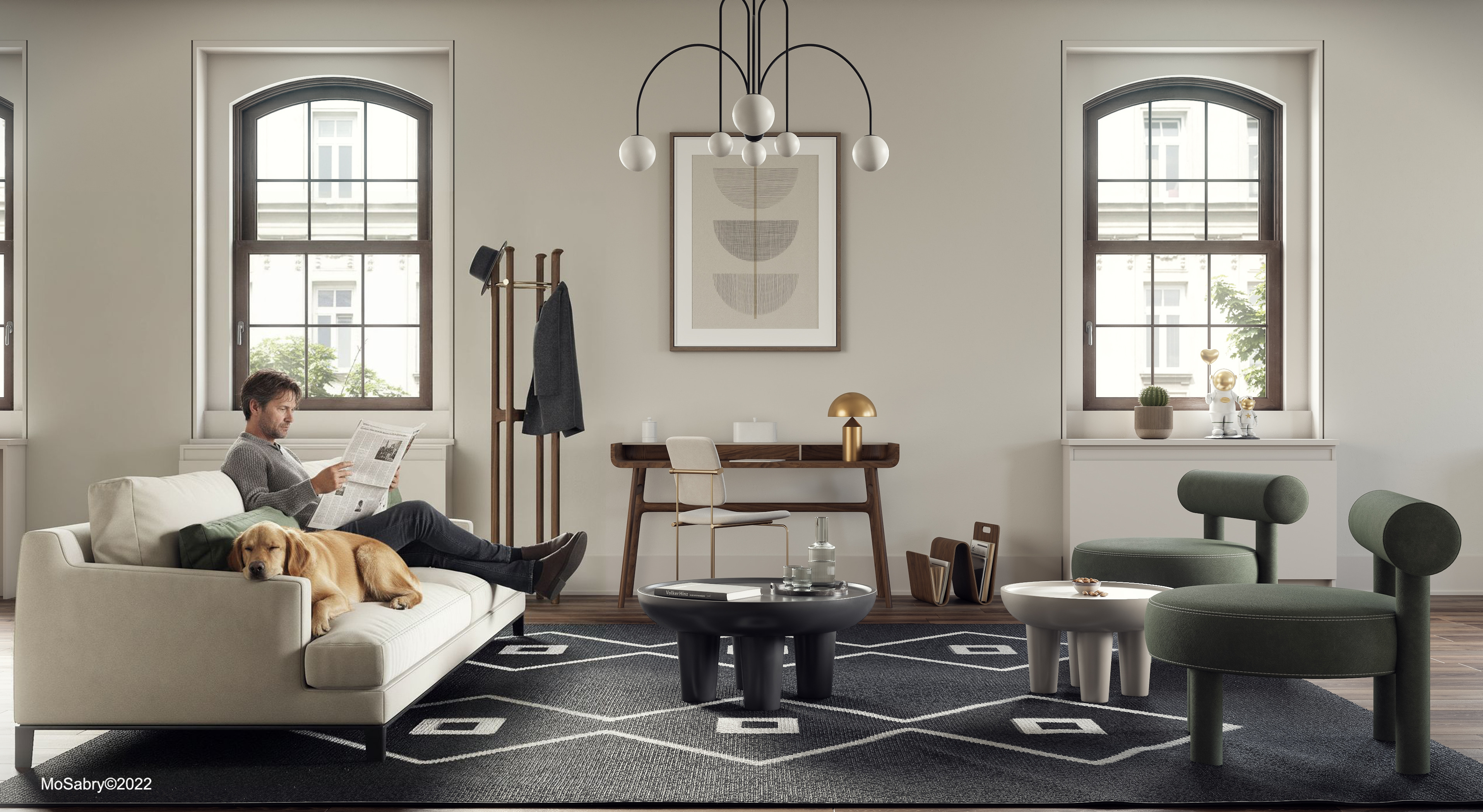 Green Apartment, interior visualization